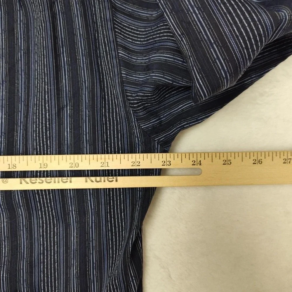 Visconti‎ Uomo Shirt Mens M Blue Striped Long Sleeve Button Up Contrasting Trim